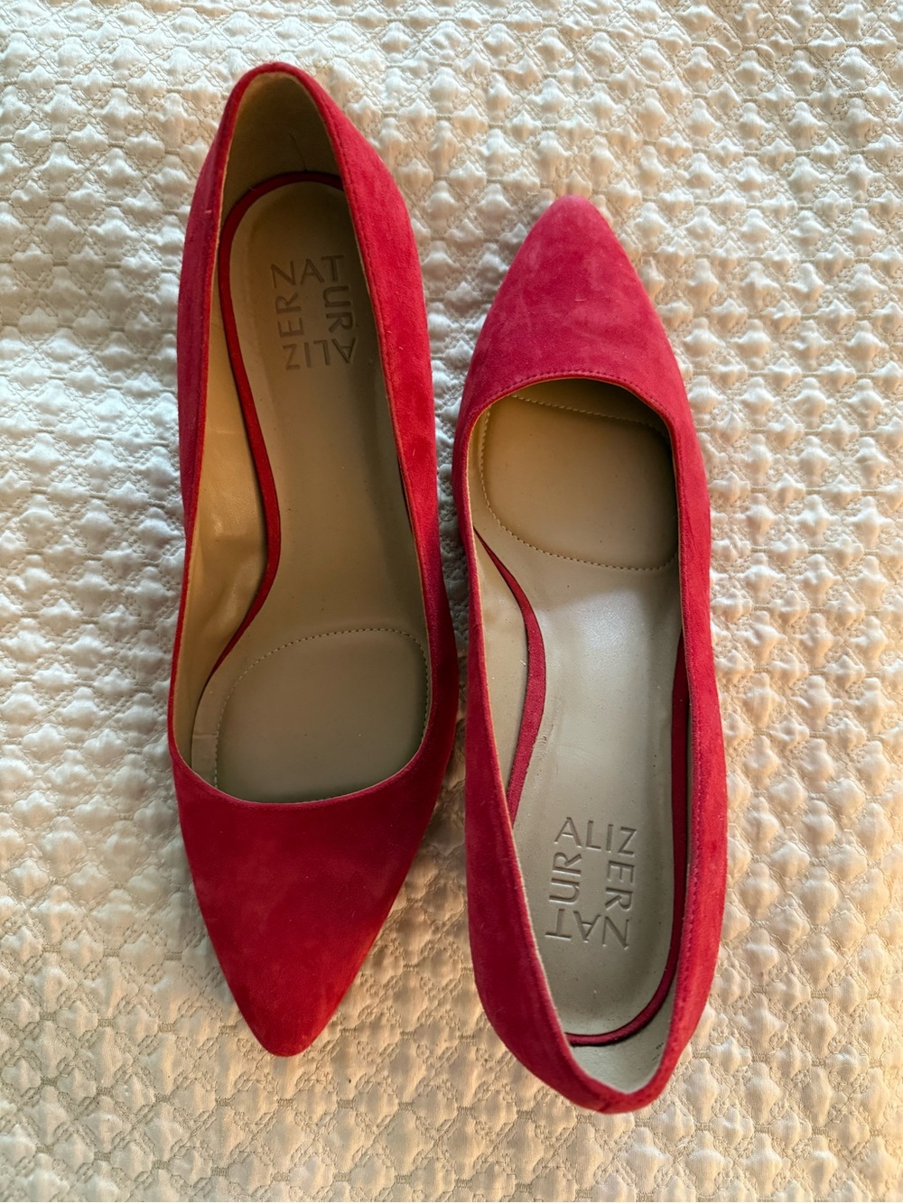 Naturalizer Red Suede Pointed Toe Heels